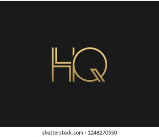 H Q Unique Minimal Style golden and black color initial based logo