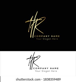 H R HR Initial letter handwriting and signature logo. Beauty vector initial logo .Fashion, boutique, floral and botanical