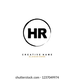 H R HR Initial logo template vector. Letter logo concept