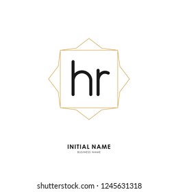 H R HR Initial logo letter with minimalist concept. Vector with scandinavian style logo.
