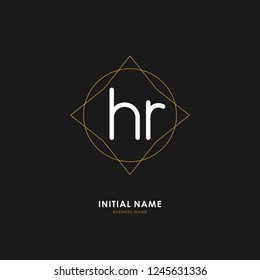 H R HR Initial logo letter with minimalist concept. Vector with scandinavian style logo.