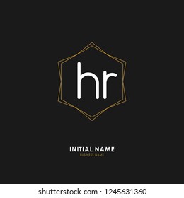 H R HR Initial logo letter with minimalist concept. Vector with scandinavian style logo.