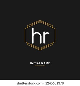 H R HR Initial logo letter with minimalist concept. Vector with scandinavian style logo.