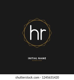 H R HR Initial logo letter with minimalist concept. Vector with scandinavian style logo.