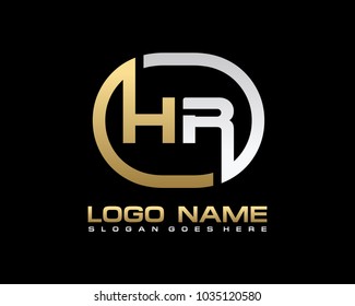 H R Initial circle logo template vector