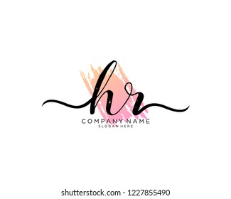 H R Initial handwriting logo vector