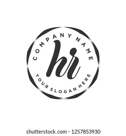 H R Initial handwriting logo vector