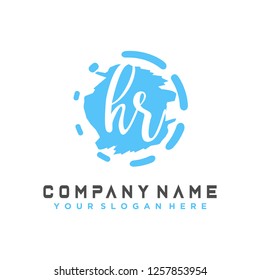 H R Initial handwriting logo vector