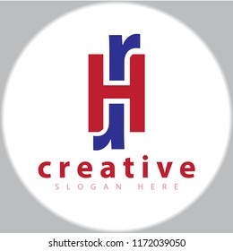 H R initial letter logo vector template