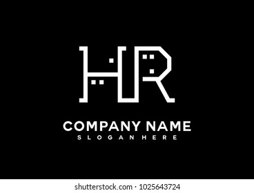 H R initial logo template vector