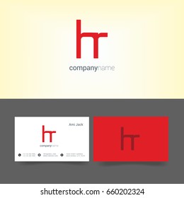 H R joint logo letter design with business card template