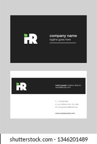 H R letters Joint logo icon with business card vector template.