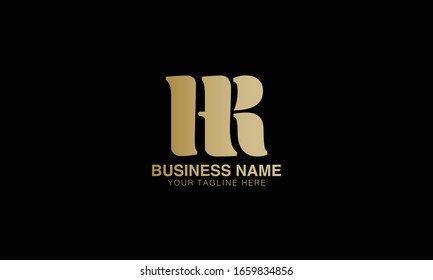  H R Unique Minimal Style golden and black gold  colour initial  logo vector design template 