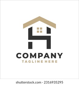 h real estate premium logo design vector