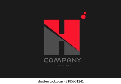 H red grey dots alphabet letter logo icon design. Creative template for company and business