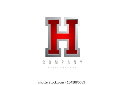 H red metal metallic grey logo letter alphabet for company icon design. Suitable as a logotype for corporate or business