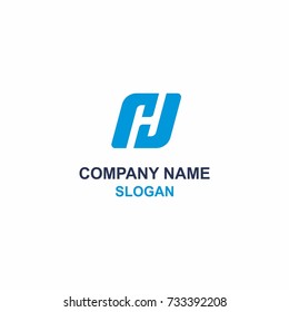 H or RJ letter initial, H letter in negative space style and RJ in lowercase letter logo.