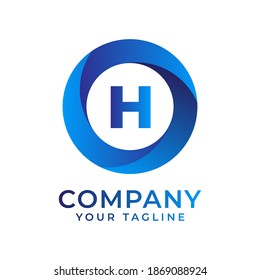 H Rounded Luxury Premium Initial Logo - Blue Concept