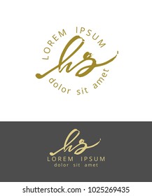 H S. Handdrawn Brush Monogram Calligraphy Logo Design