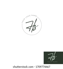 H S HS Initial letter handwriting and signature logo.	