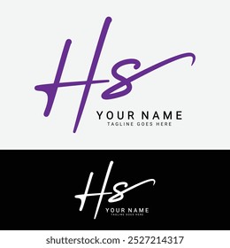 H, S, HS Logotipo inicial de la letra. Logo de Alphabet HS Handwritten Signature