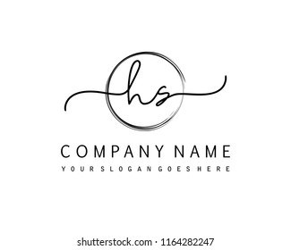 H S Initial handwriting logo vector