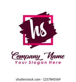 H S Initial handwriting logo vector