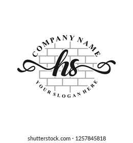 H S Initial handwriting logo vector