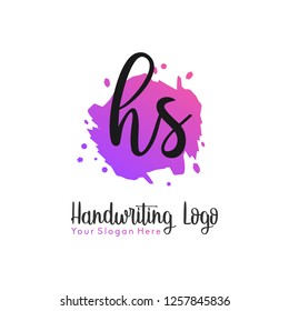 H S Initial handwriting logo vector