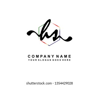 H S Initial Handwriting Logo Template