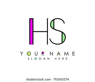 H & S initial minimalist logo template vector