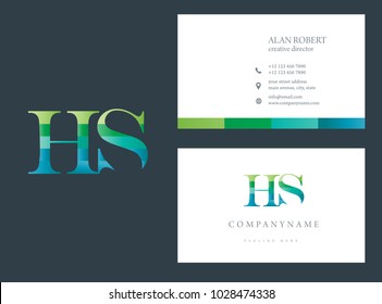 H & S joint logo multi color letter design with business card template