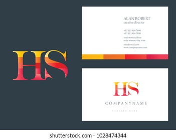 H & S joint logo multi color letter design with business card template
