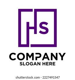 H S lettering with square design vector template