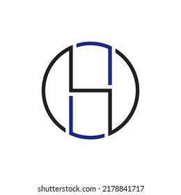 H S Logo design vector in circle.