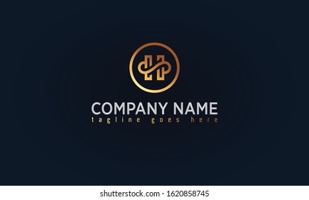 H - S Or S - H Monogram Gold Logo Design