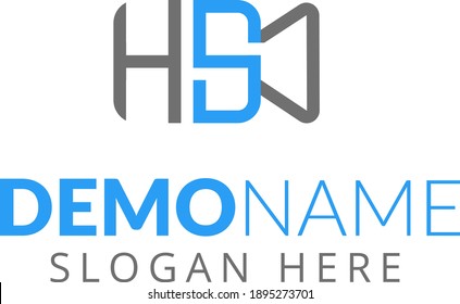 Plantilla de ilustración vectorial de diseño del logotipo H y s monocagrados. Elegante estilo de líneas superpuestas con el logotipo de las letras SH o HS, con dos letras S y H, arte de la boda