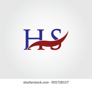 H and S Swoosh Initial Logo Vector