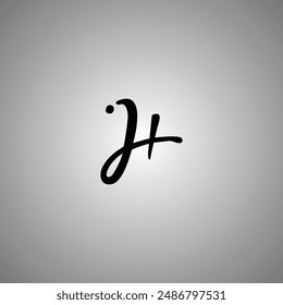 H Script Black Color Logo Design