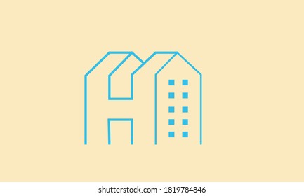 H shape house real estate vector logo template