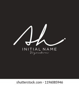 A H Signature initial logo template vector