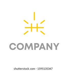 h sun logo icon design template sign