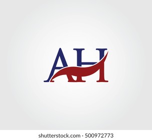 A and H Swoosh Initial Logo Letters For Business Card, Download, Project, Template Design, Vector Element and Business Identity.