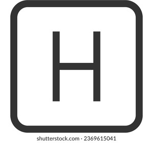 H-Symbol für dünne Linie, Vektorgrafik für medizinische Unternehmen