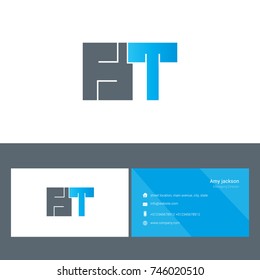 H T bold letter joint logo design vector with business card template