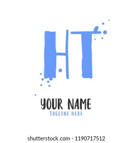 H T Handwritten logo template