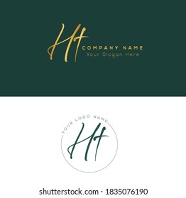 H T HT Escritura manuscrita inicial y logotipo de la firma. Logo inicial del vector de belleza .Moda, boutique, floral y botánica