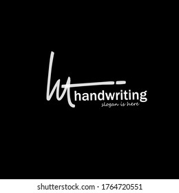 h t ht initial logo handwriting template vector. isolated black background