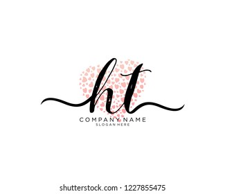 H T Initial handwriting logo vector