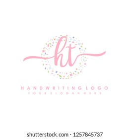 H T Initial handwriting logo vector